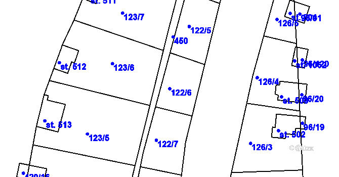 Parcela st. 122/6 v KÚ Masečín, Katastrální mapa