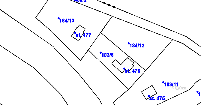 Parcela st. 183/6 v KÚ Masečín, Katastrální mapa