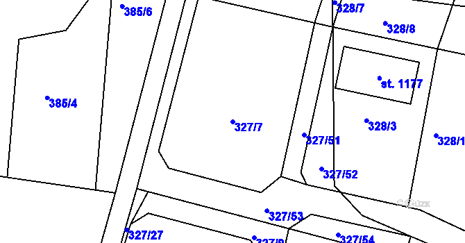 Parcela st. 327/7 v KÚ Masečín, Katastrální mapa