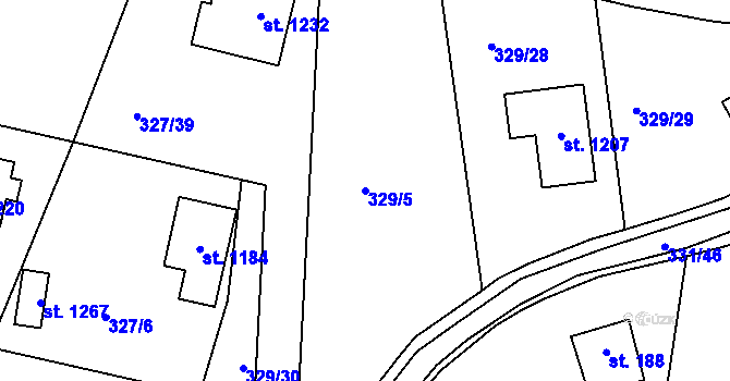 Parcela st. 329/5 v KÚ Masečín, Katastrální mapa