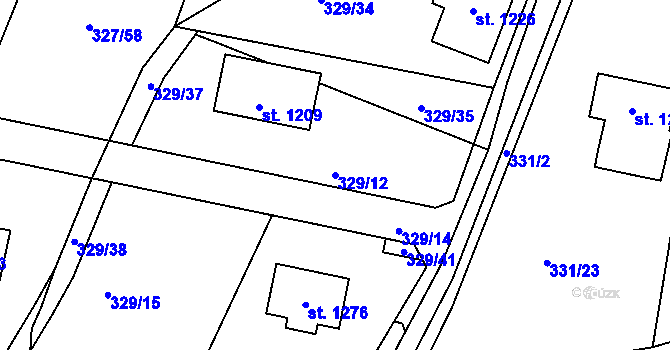 Parcela st. 329/12 v KÚ Masečín, Katastrální mapa