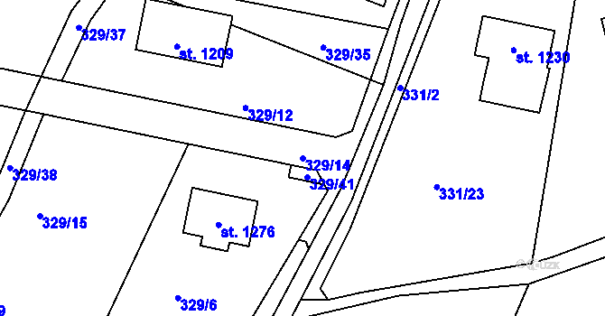 Parcela st. 329/14 v KÚ Masečín, Katastrální mapa