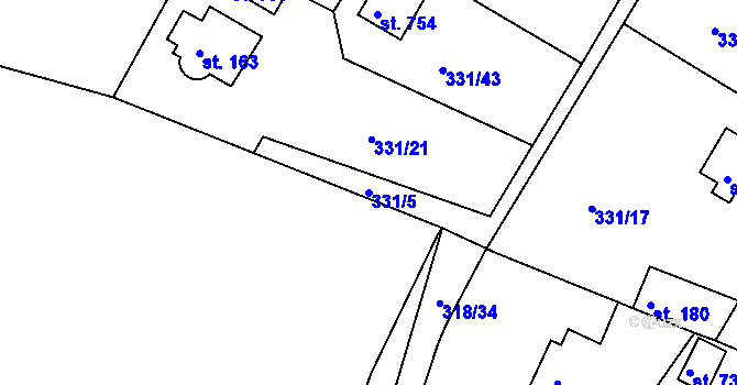 Parcela st. 331/5 v KÚ Masečín, Katastrální mapa