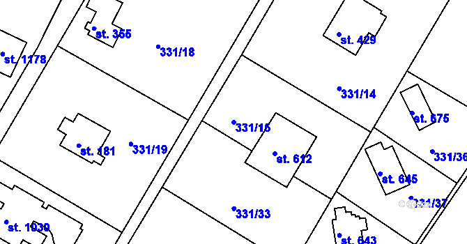 Parcela st. 331/15 v KÚ Masečín, Katastrální mapa