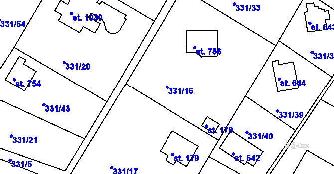 Parcela st. 331/16 v KÚ Masečín, Katastrální mapa
