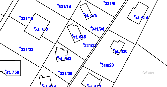 Parcela st. 331/37 v KÚ Masečín, Katastrální mapa