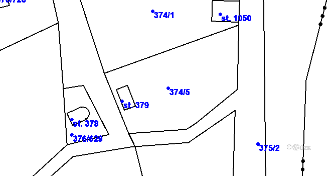 Parcela st. 374/5 v KÚ Masečín, Katastrální mapa