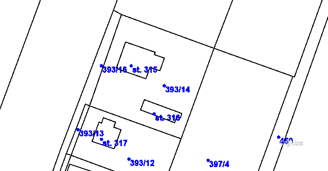 Parcela st. 393/14 v KÚ Masečín, Katastrální mapa