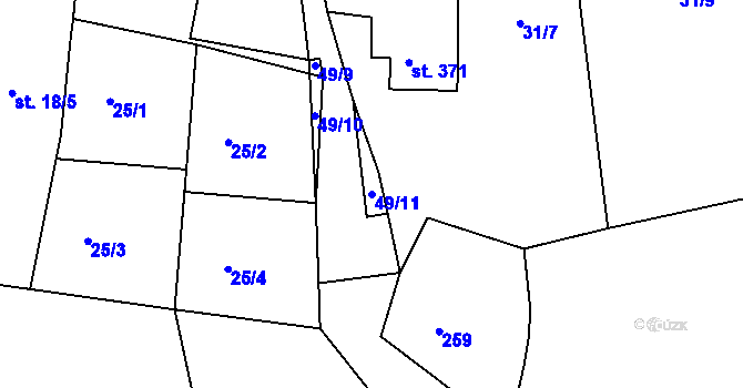Parcela st. 49/11 v KÚ Masečín, Katastrální mapa