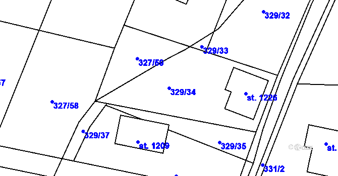 Parcela st. 329/34 v KÚ Masečín, Katastrální mapa
