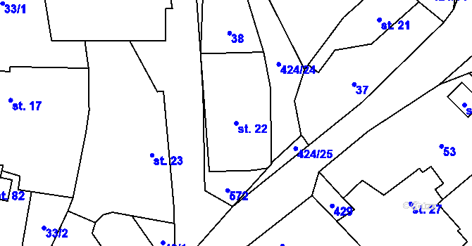 Parcela st. 22 v KÚ Máslojedy, Katastrální mapa