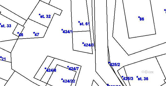 Parcela st. 424/3 v KÚ Máslojedy, Katastrální mapa