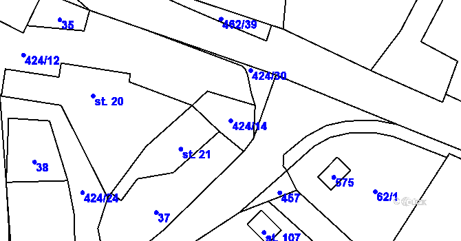 Parcela st. 424/14 v KÚ Máslojedy, Katastrální mapa