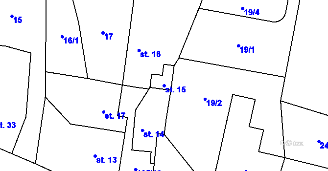 Parcela st. 15 v KÚ Máslovice, Katastrální mapa