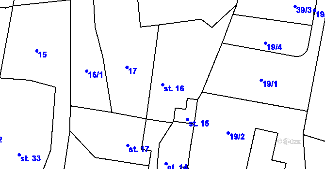 Parcela st. 16 v KÚ Máslovice, Katastrální mapa