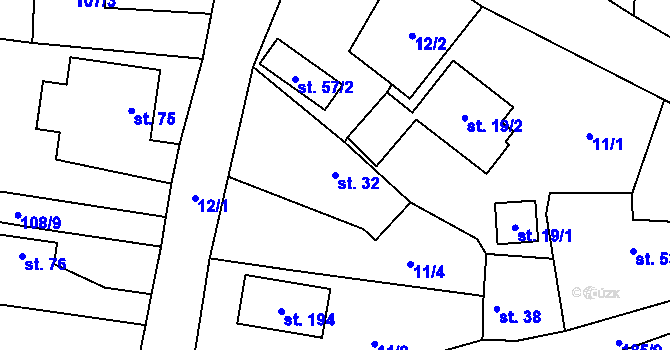 Parcela st. 32 v KÚ Máslovice, Katastrální mapa