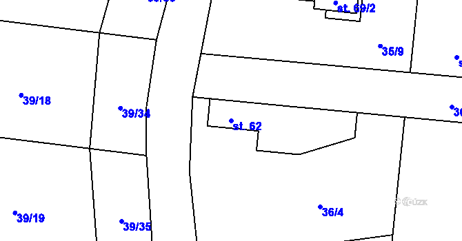 Parcela st. 62 v KÚ Máslovice, Katastrální mapa