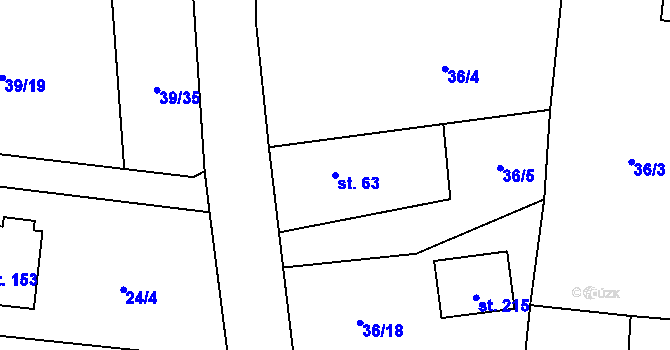 Parcela st. 63 v KÚ Máslovice, Katastrální mapa