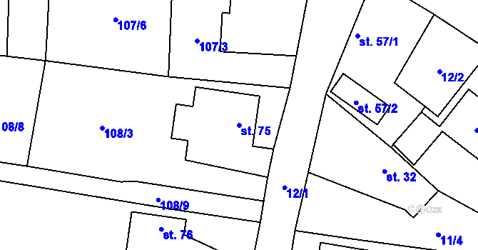 Parcela st. 75 v KÚ Máslovice, Katastrální mapa