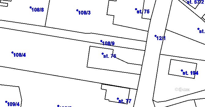 Parcela st. 76 v KÚ Máslovice, Katastrální mapa