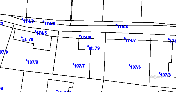 Parcela st. 79 v KÚ Máslovice, Katastrální mapa