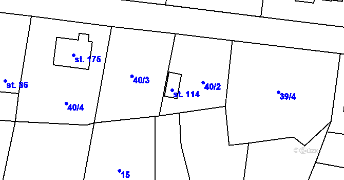 Parcela st. 114 v KÚ Máslovice, Katastrální mapa