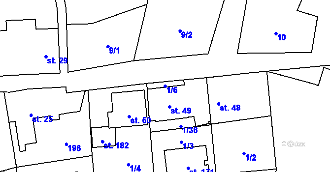 Parcela st. 1/6 v KÚ Máslovice, Katastrální mapa