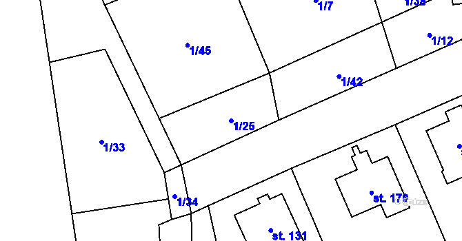 Parcela st. 1/25 v KÚ Máslovice, Katastrální mapa