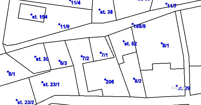 Parcela st. 7/1 v KÚ Máslovice, Katastrální mapa