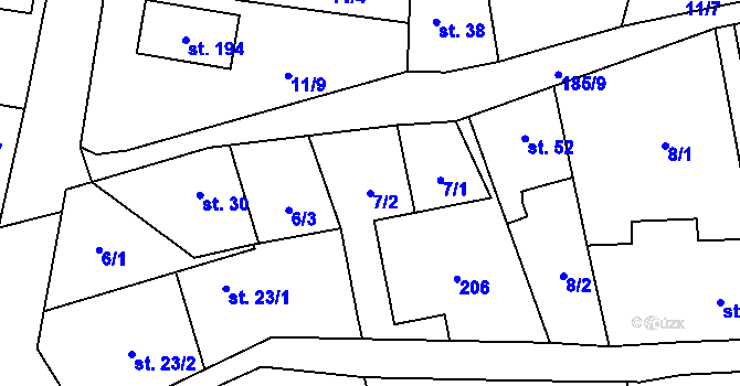 Parcela st. 7/2 v KÚ Máslovice, Katastrální mapa