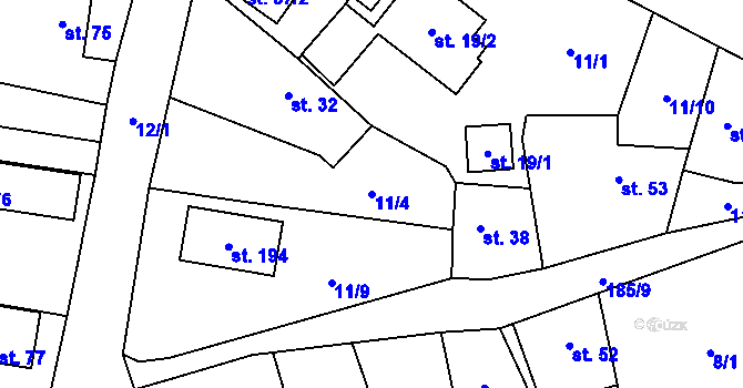 Parcela st. 11/4 v KÚ Máslovice, Katastrální mapa