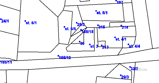 Parcela st. 30 v KÚ Máslovice, Katastrální mapa