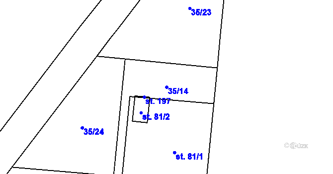 Parcela st. 35/14 v KÚ Máslovice, Katastrální mapa