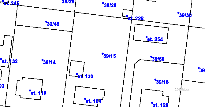 Parcela st. 39/15 v KÚ Máslovice, Katastrální mapa