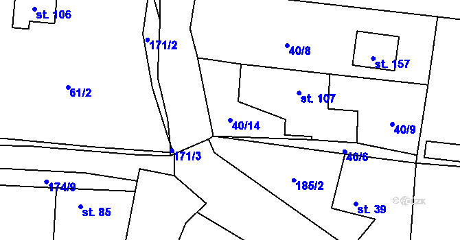 Parcela st. 40/14 v KÚ Máslovice, Katastrální mapa