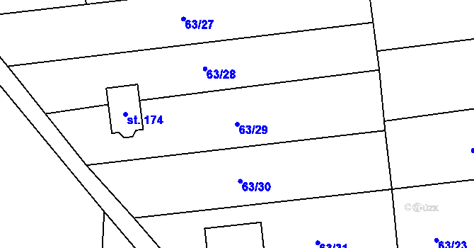 Parcela st. 63/29 v KÚ Máslovice, Katastrální mapa