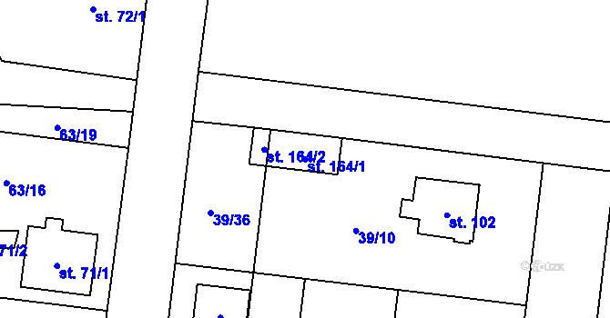 Parcela st. 164/1 v KÚ Máslovice, Katastrální mapa