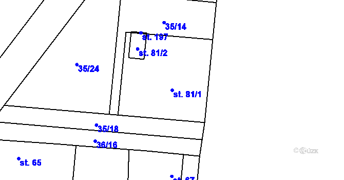 Parcela st. 81/1 v KÚ Máslovice, Katastrální mapa