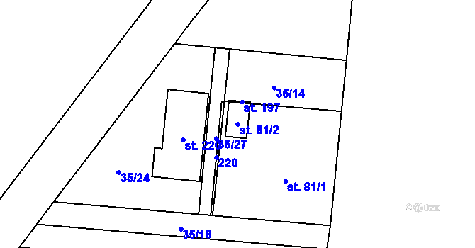 Parcela st. 81/2 v KÚ Máslovice, Katastrální mapa