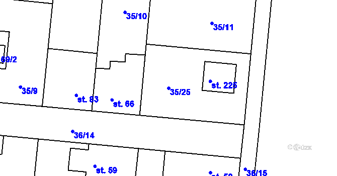 Parcela st. 35/25 v KÚ Máslovice, Katastrální mapa
