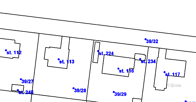 Parcela st. 224 v KÚ Máslovice, Katastrální mapa