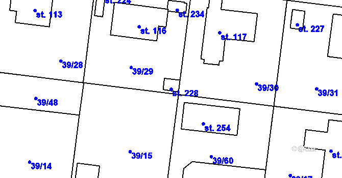 Parcela st. 228 v KÚ Máslovice, Katastrální mapa