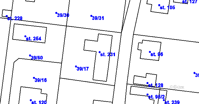 Parcela st. 231 v KÚ Máslovice, Katastrální mapa