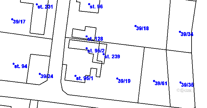 Parcela st. 239 v KÚ Máslovice, Katastrální mapa