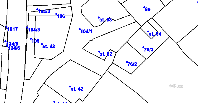Parcela st. 52 v KÚ Mastník, Katastrální mapa