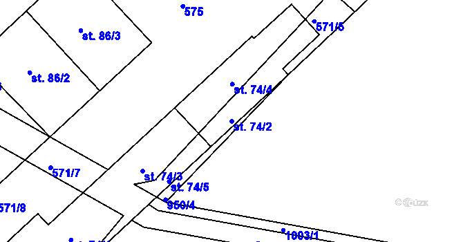 Parcela st. 74/2 v KÚ Mastník, Katastrální mapa