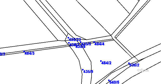 Parcela st. 435/5 v KÚ Mastník, Katastrální mapa