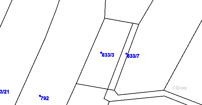 Parcela st. 833/3 v KÚ Mastník, Katastrální mapa