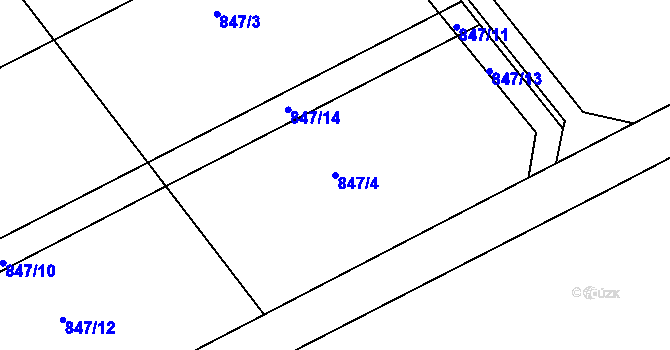 Parcela st. 847/4 v KÚ Mastník, Katastrální mapa