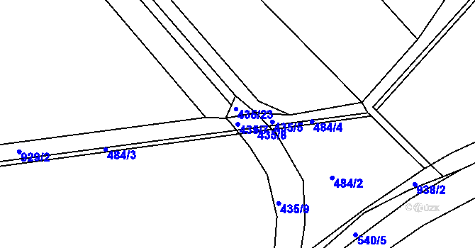 Parcela st. 435/7 v KÚ Mastník, Katastrální mapa